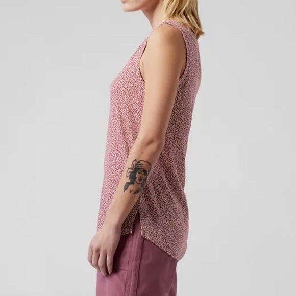 ATHLETA WOMEN'S MICRO CHEETAH BASHFUL ROSE SLEEVELESS BREEZY TOP TANK Sz Large - Picture 10 of 11